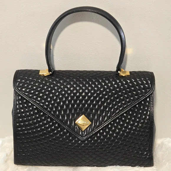 Bally Black Quilted Shoulder Bag with Gold Details - Picture 1 of 16